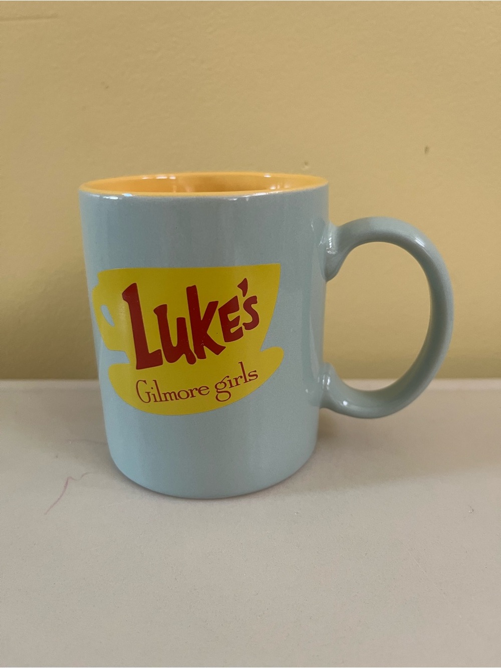 Luke's Diner Ceramic Mug - Light Green Exterior, Yellow Interior Zak Designs